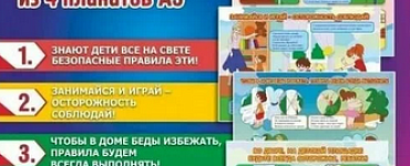 Правила безопасности дома и в детском саду. Комплект из 4 плакатов