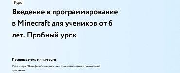 Введение в программирование в Minecraft для учеников от 6 лет. Пробный урок