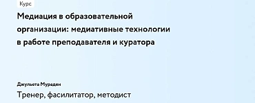 Медиация в образовательной организации: медиативные технологии в работе преподавателя и куратора